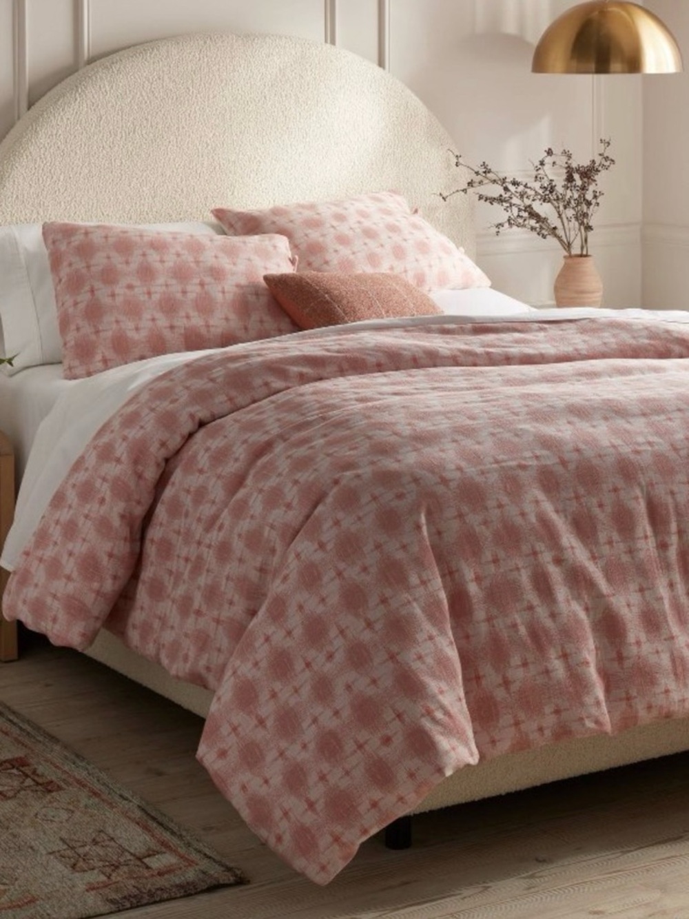 Full/Queen Yarn Dye Ilat Duvet Cover and Sham set Ivory/Mauve 100% Cotton